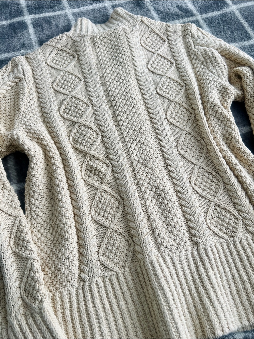 LL Bean Signature Cotton Fisherman Sweater Cardigan Women's Large - Picture 6 of 9